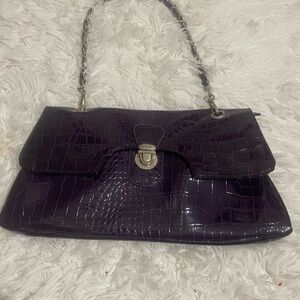 Elegant Purple Crocodile-Embossed Women's Bag